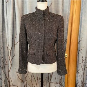 Worth 4 wool blend blazer gray flecked herringbone